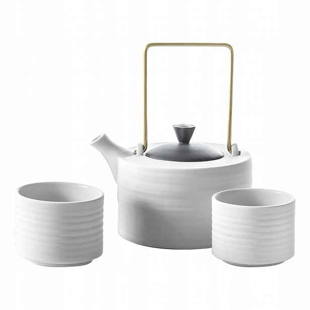 Sada na čaj pro 2 osoby, soustružený bílý Ćmielów Design Studio