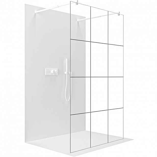 Sprchová zástěna Walk-in Onyx Duo L/P - 8 mm - kulatá vzpěra  - bílá matná, industriální sklo - 120x200 cm