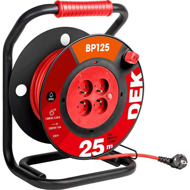 Kabel prodlužovací PVC na bubnu DEK BP125 25 m 1,5 mm2 IP 20