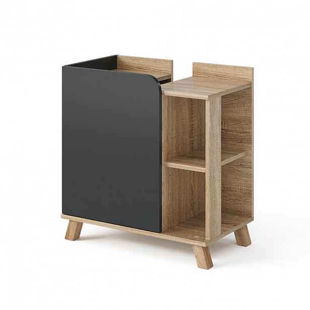 Vicco TOALETNÍ STOLEK PRO UMYVADLO Karen Sonoma/antracit 60 x 65 cm s dveřmi a otevřenými přihrádkami