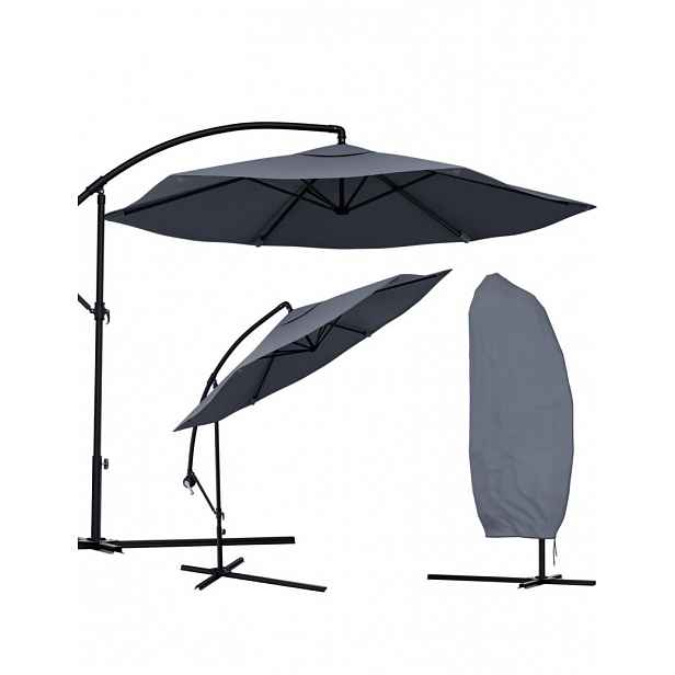 Zahradní skládací slunečník SUNVI 300 cm, šedý + obal zdarma