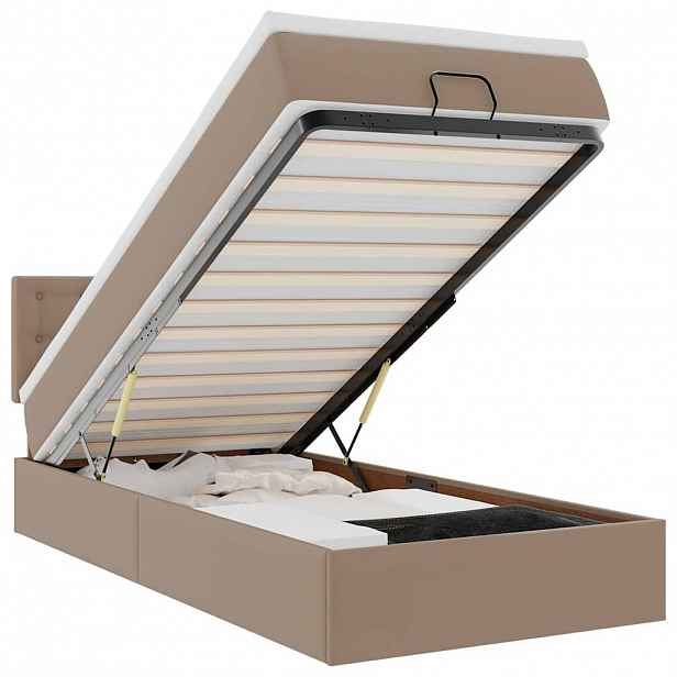 vidaXL Osmanský rám postele s matrací cappuccino 90x200cm umělá kůže