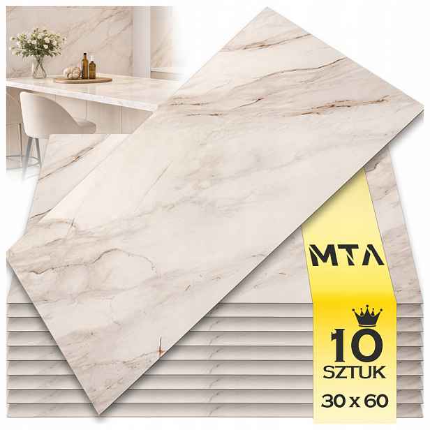 10X Samolepící Panel Bílý Mramor Pvc Nástěnné Panely Laminát 30 cm x 60 cm