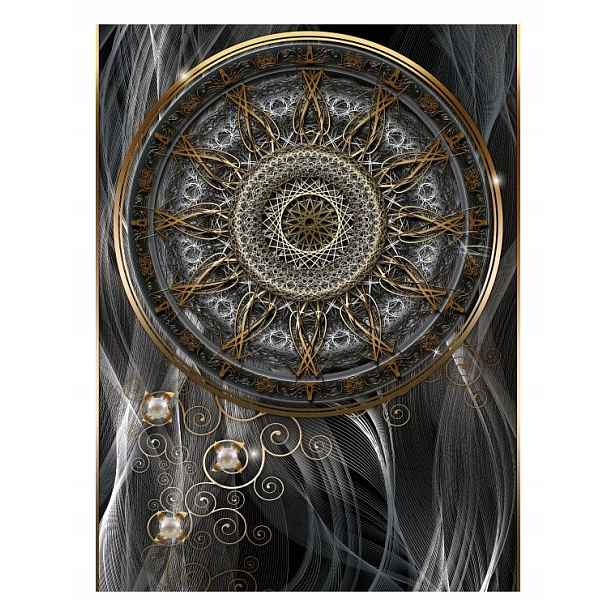 Fototapeta Mandala Zlato Stříbro Geometrie Černé linie Luxus 206x275 lepidlo