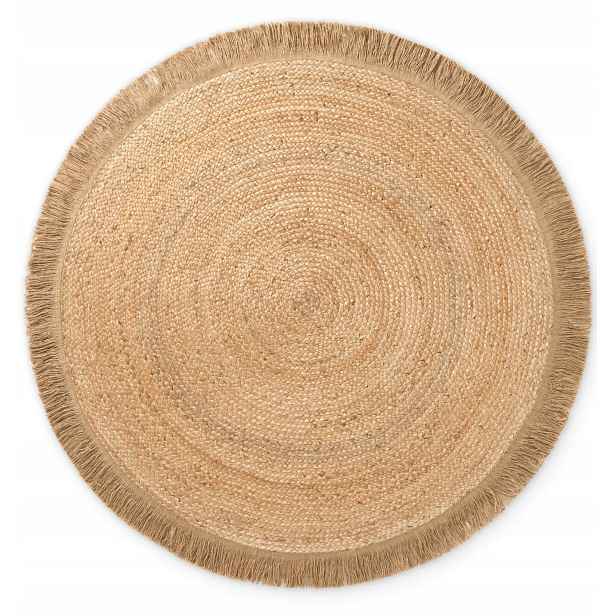 Koberec kulatý do obývacího pokoje jutový 150 cm, přírodní béžový koberec z juty