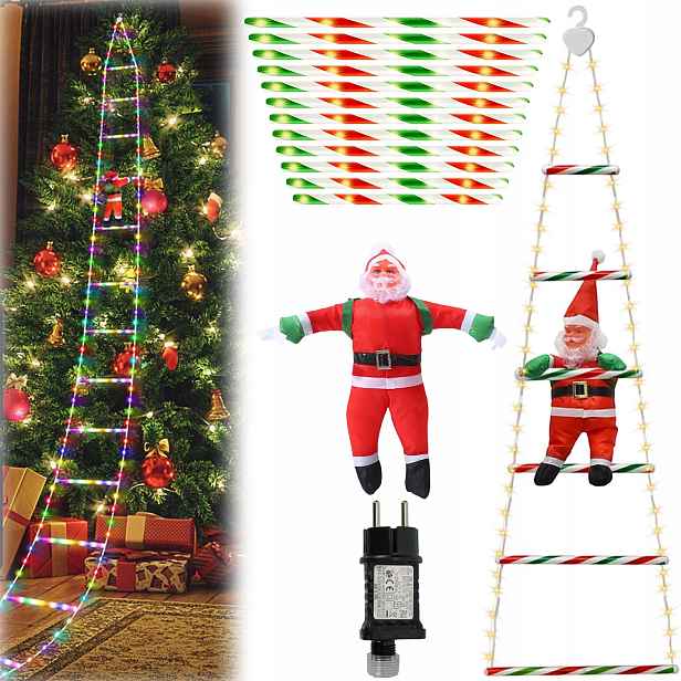 Mikuláš Na Žebříku Vánoční Dekorace Velká 3M Svítící Led Multicolor