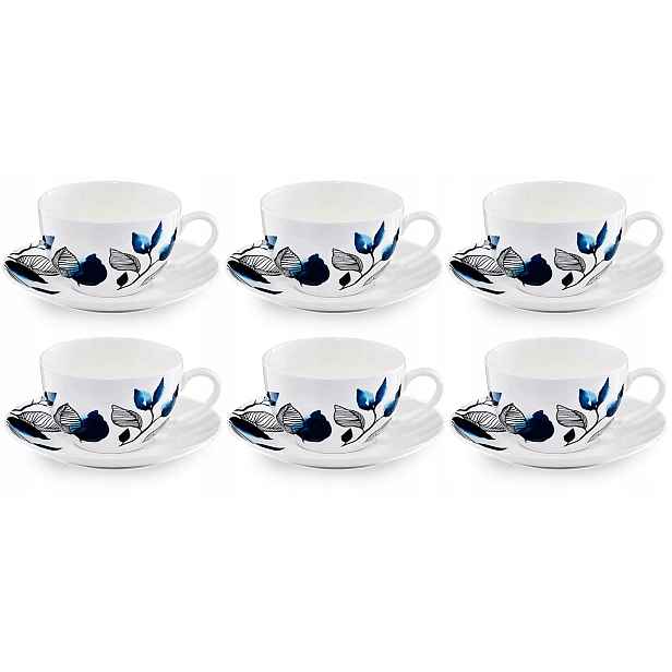 Porcelánové šálky Ambition Blue Flower 220 ml podšálky 12 ks na kávu