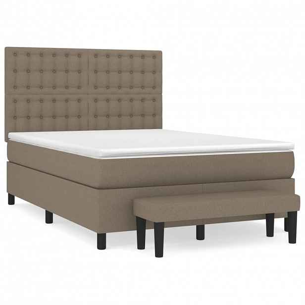 vidaXL Box spring postel s matrací taupe 140x190 cm textil