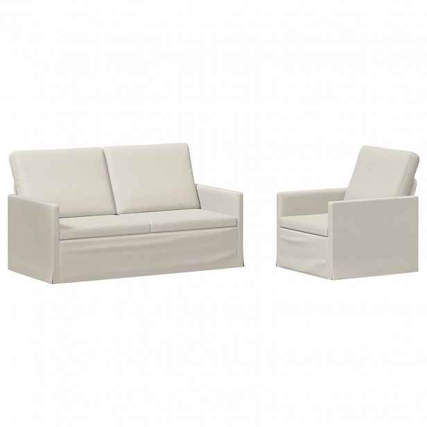 vidaXL Set pohovek 2 pcs Krémová Samet