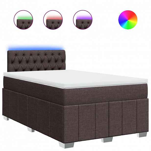 vidaXL Box spring postel s matrací tmavě hnědá 120x190 cm textil