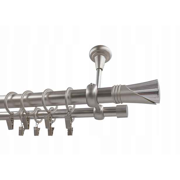 Dvojitá Garnýž stropní satén mix koncovek Imperia Deco 25+19 mm 280 cm