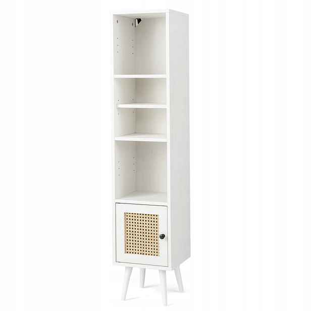 Regál Costway Kuchyňský regál Vysoká skříňka sloupek 29,5 x 137 x 29,5 cm bílá