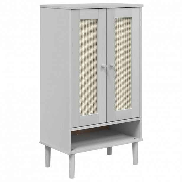 vidaXL Botník SENJA ratanový vzhled bílý 59,5x35x107 cm masivní dřevo
