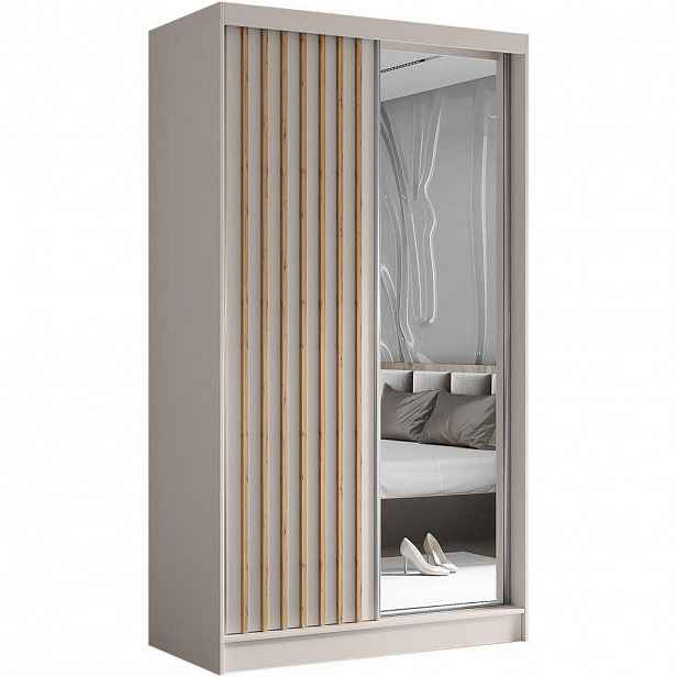 Beautysofa SKŘÍŇ s posuvnými dveřmi Helix 120/216/61 kašmír + dub Artisan