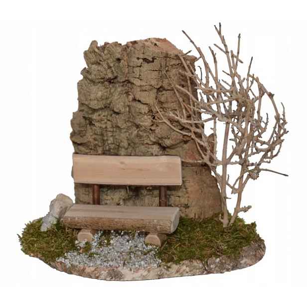 Lavička u zdi z přírodní kůry – 18 x 11 x 15 cm pro figurky o výšce 9-13 cm