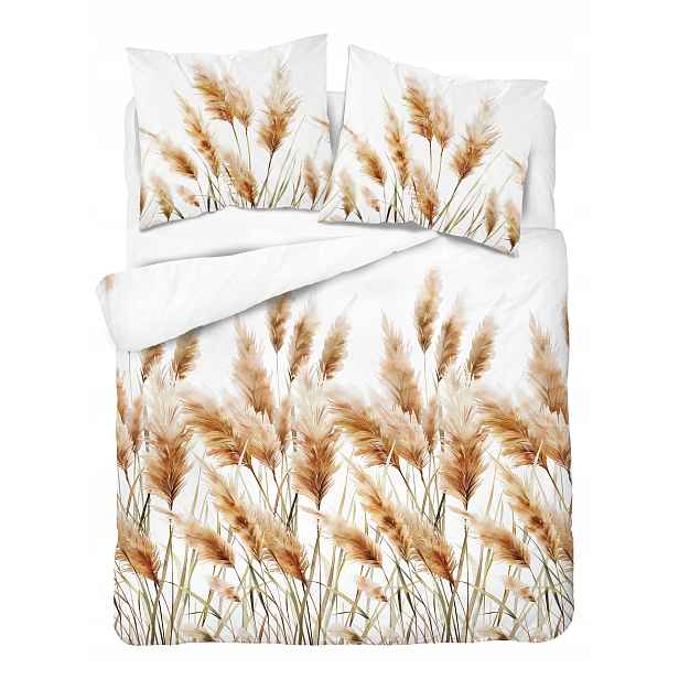 Povlečení saténové bílé zlaté klasy 160x200 boho léto bavlněné elegantní