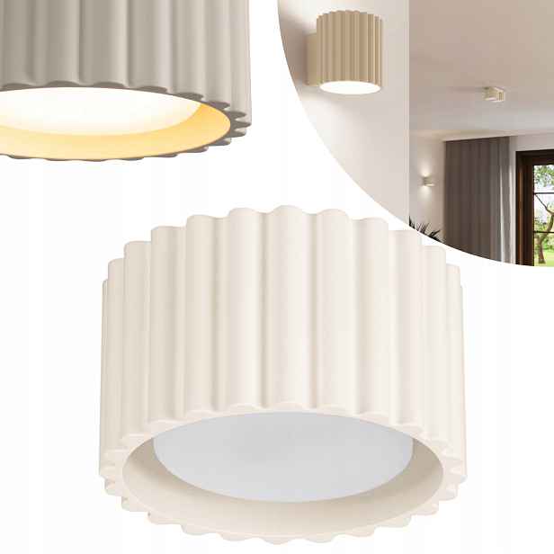 Sollux Spot stropní rýhovaný kulatý béžový 6 cm 1xGX53 10W Aura Karbon