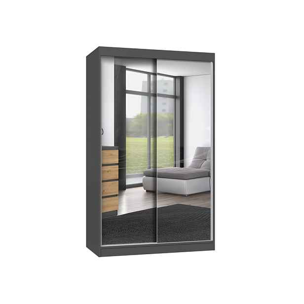 TP Living Šatní skříň se 2 zrcadly IGA 120 cm antracit