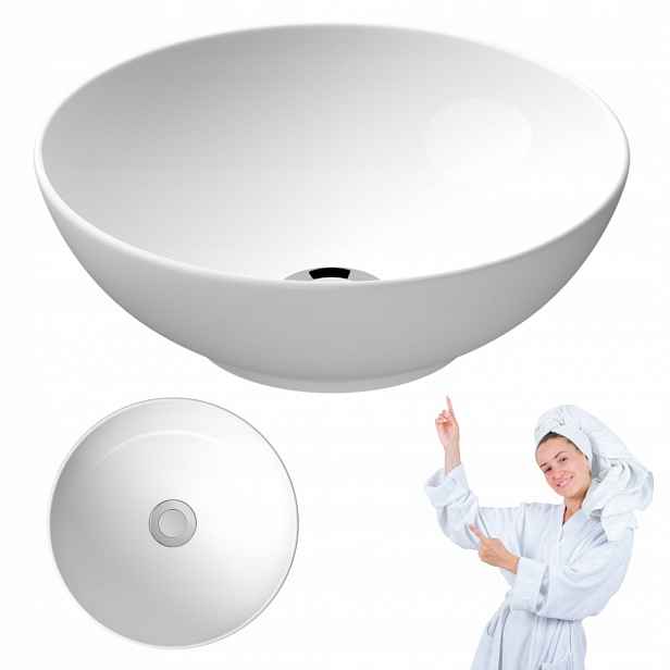 Umyvadlo Na Desku kulaté Cersanit Savio 40 cm s bílým leskem