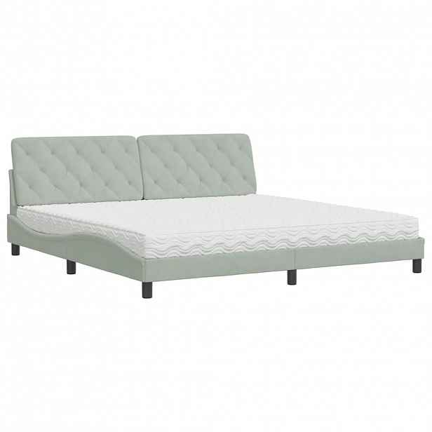 vidaXL Postel s matrací světle šedá 200 x 200 cm samet