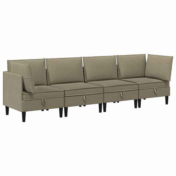 vidaXL Sada nábytku do obývacího pokoje 4 ks Khaki Textil