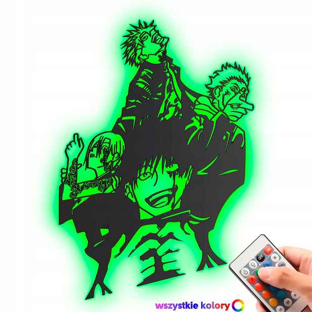 Dřevěný 3D obraz Anime Jujutsu Kaisen Nástěnný Dárek Noční Lampa Led XL