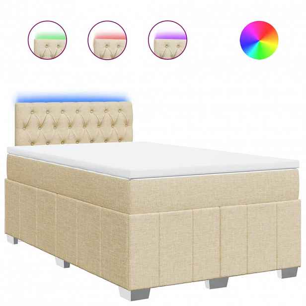 vidaXL Box spring postel s matrací krémová 120x190 cm textil