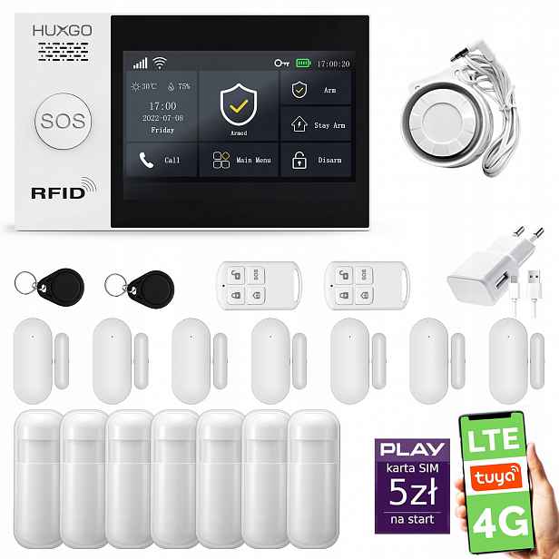 Bezdrátový alarm WiFi Gsm 4G, Tuya alarmová sada Huxgo HXA007 R7D7PS