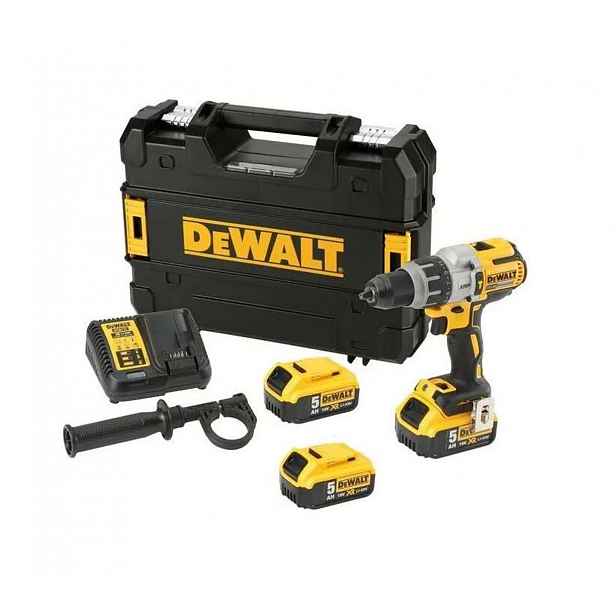 DeWALT - 18V AKU vrtačka s příklepem, 3x aku 5,0 Ah Li-Ion, nabíječka DCD996P3