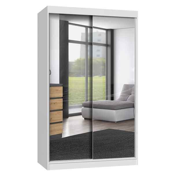 TP Living Šatní skříň se 2 zrcadly IGA 120 cm bílá