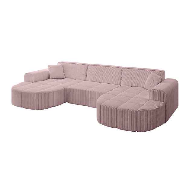 ALTDECOR SEDACÍ SOUPRAVA ve tvaru U LIVO-U1 315x173x79,5 Růžová Manšestr