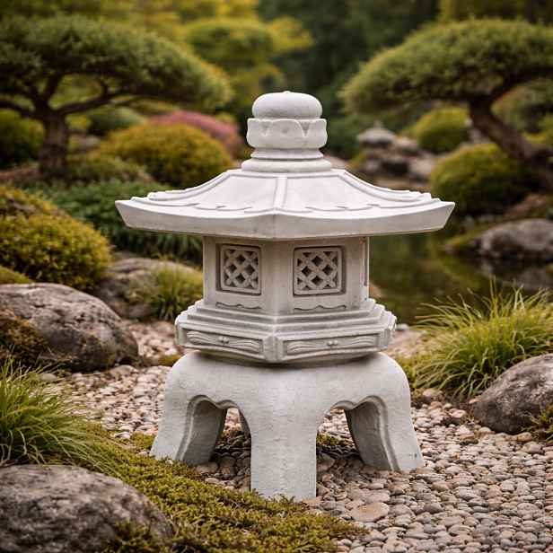 Japonská lampa Pagoda zahradní „Kiyomizu-dera – ozdoba z betonu – orientální