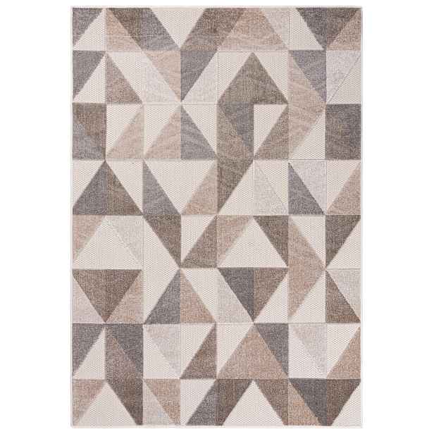 Koberec béžový 80x150 cm geometrický, voděodolný Oeko-Tex