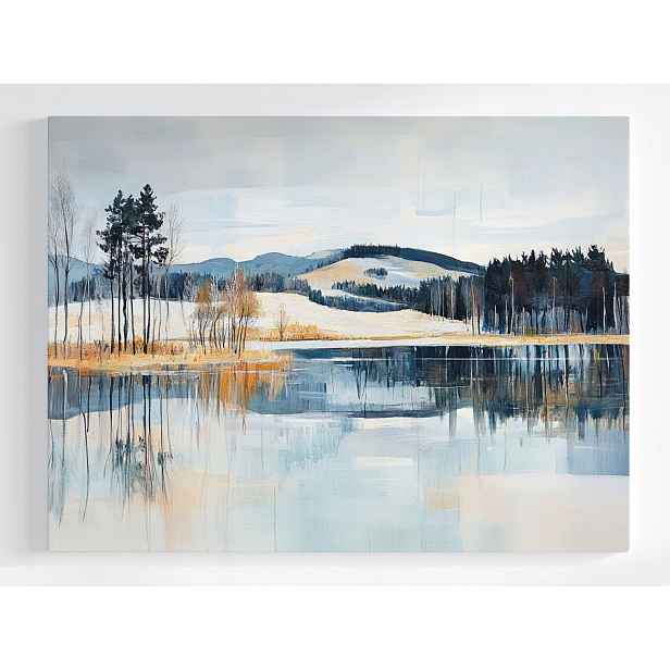 Plakát Krajina Zima Sníh Hory Jezero Krajina 100x75