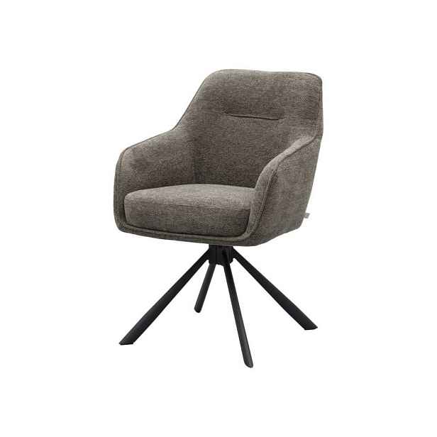 Tmavě šedé čalouněné jídelní křeslo s područkami Avola – Unique Furniture