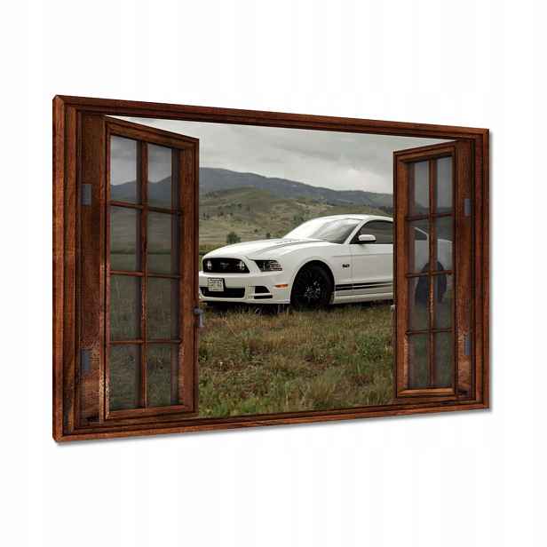Obrazy 90x60 Bílý Ford Mustang