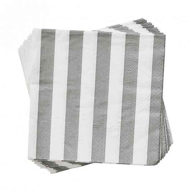 Butlers APRÈS Papírové ubrousky proužky 20 ks - šedá 20 ks