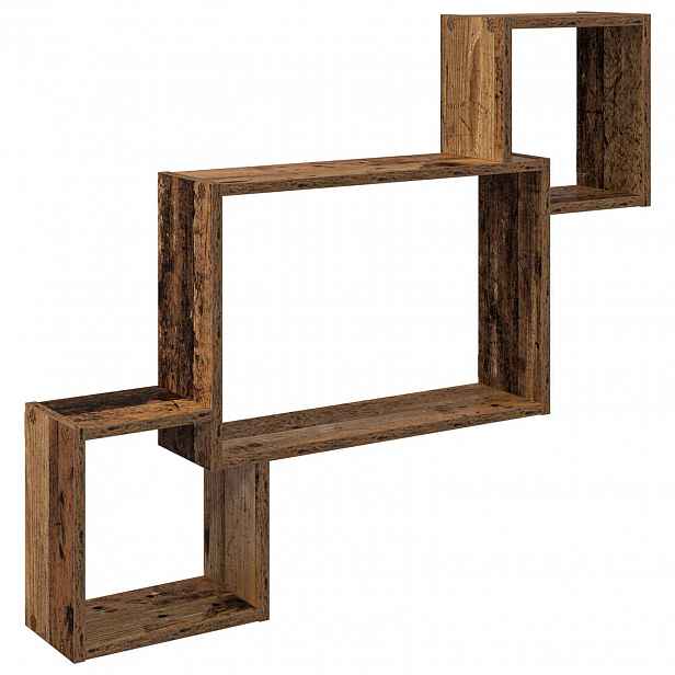 vidaXL Nástěnná polička Nástěnná montáž Staré dřevo 91,5 x 15 x 76 cm
