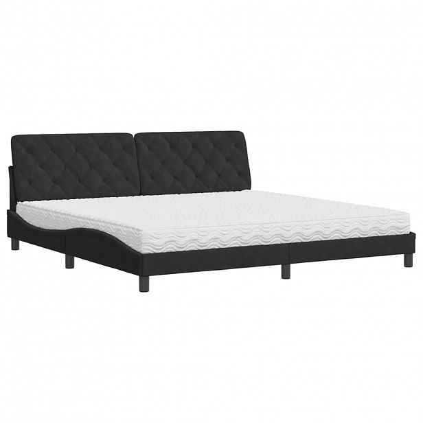 vidaXL Postel s matrací černá 200 x 200 cm samet