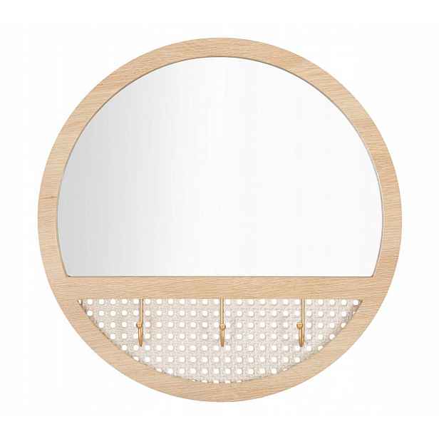 Zrcadlo S Háčky Ø 50 cm Rámeček Mdf Závěsné Zrcátko