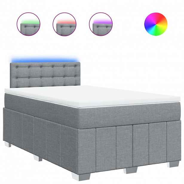 vidaXL Box spring postel s matrací světle šedá 120x190 cm textil