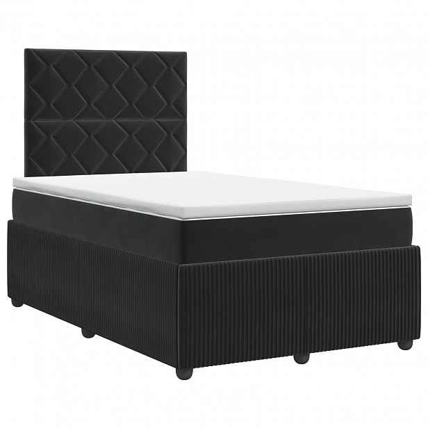 vidaXL Postel boxspring s matrací s čelo Černá 120 x 200 cm Samet