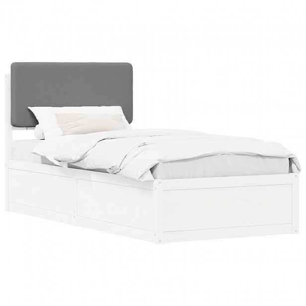 vidaXL Rám postele s čalouněným čelem s čelo Světle šedá 90 x 200 cm