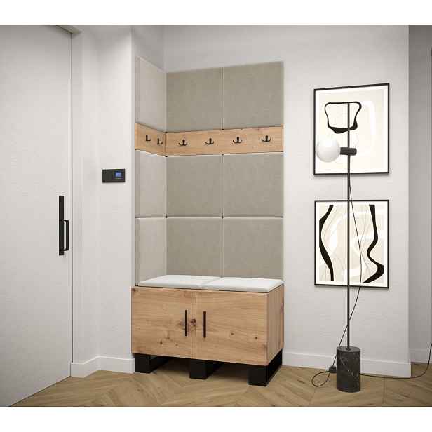 Předsíňová sestava RUMIE 11 - dub artisan, béžové panely