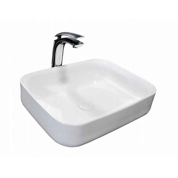 Umyvadlo na desku Rea Demi Slim, sněhově bílá barva, moderní design