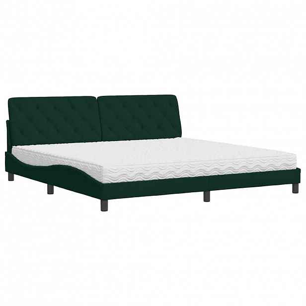 vidaXL Postel s matrací tmavě zelená 200 x 200 cm samet