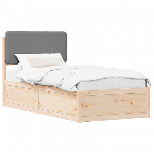 vidaXL Rám postele s čalouněným čelem s čelo Světle šedá 80 x 200 cm