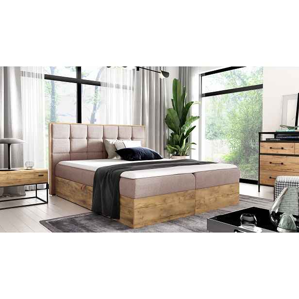 Manželská postel CHANTELLE 1 - 200x220, růžová + topper ZDARMA