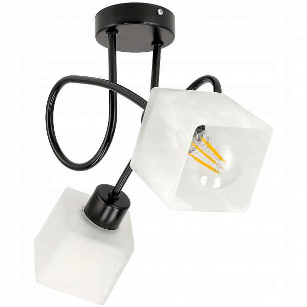 Stropní Svítidlo Nástěnný lustr Loft 2xE27 Led Skleněný Mléčný Berge