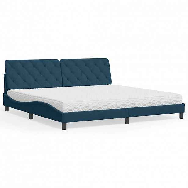 vidaXL Postel s matrací modrá 200 x 200 cm samet